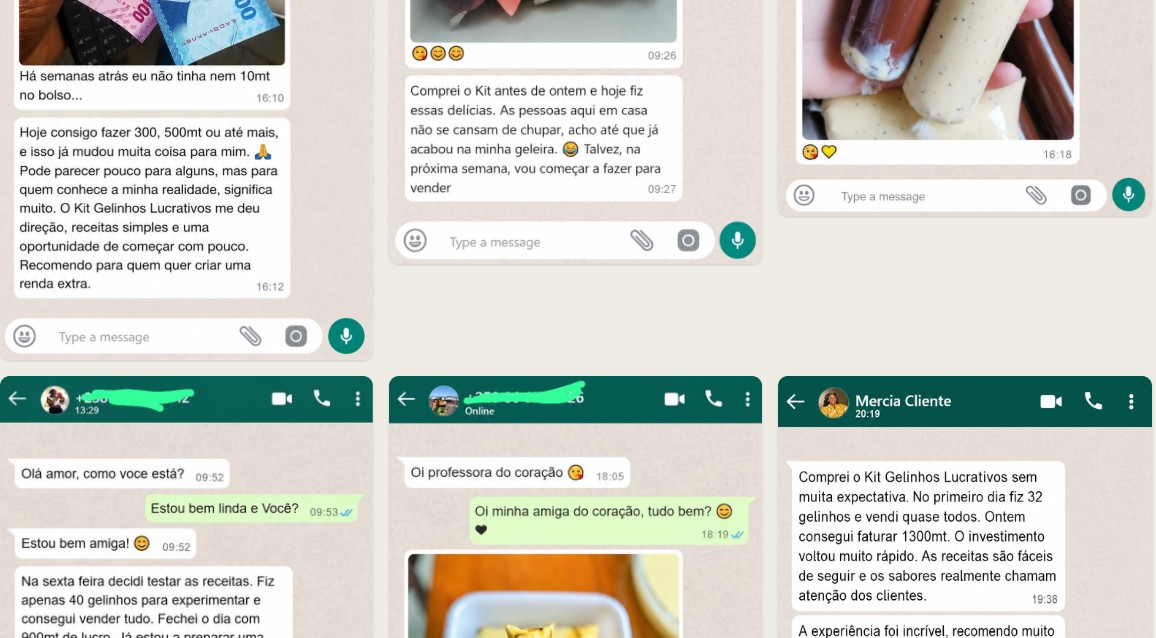 Conversas de WhatsApp com resultados de vendas de sorvetes e picolés