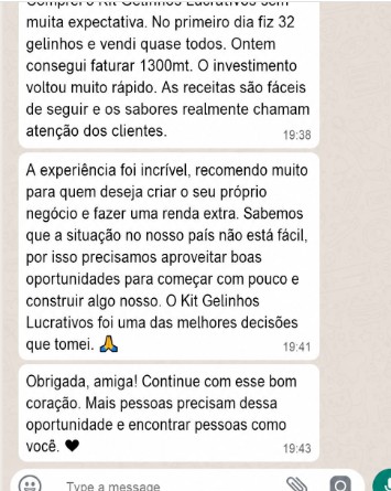 Conversas de WhatsApp com resultados de vendas de sorvetes e picolés